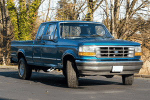Ford service truck parked outside Schindler’s Garage after Ford repair service in Floyds Knobs IN